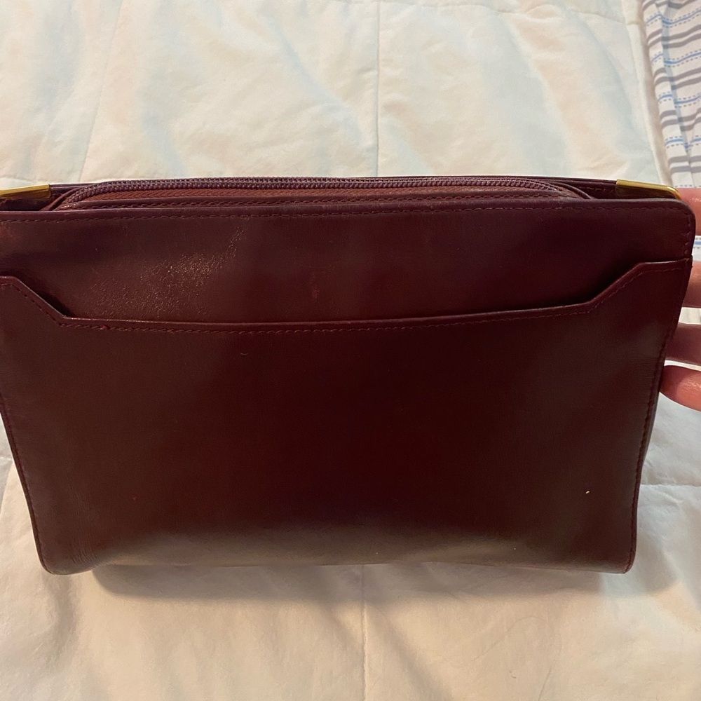 Brown Leather Clutch with Wristlet Sophisticated Design
